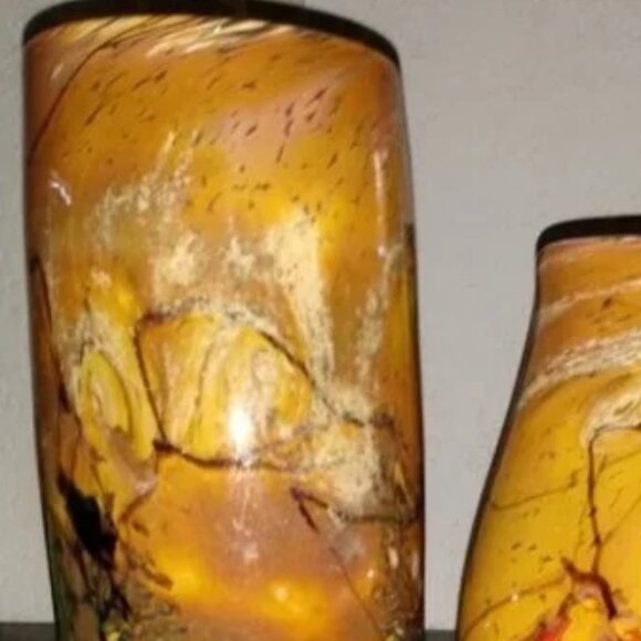 JOHN FIELDS 'SEDONA' Signed 2000 Hand Blown Studio Art Glass Cylinder Vase - Picture 6 of 12